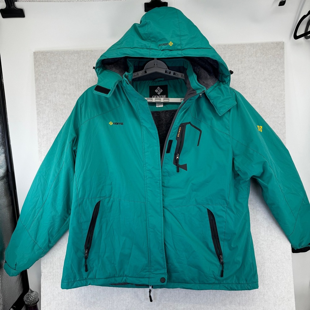 GEMYSE Womens 2XL Mountain Waterproof Ski Jacket Snowboarding Teal Fleece Lined